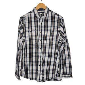 Howe Creative Workforce Plaid Button Down Cotton Flannel Shirt Long Sleeve L